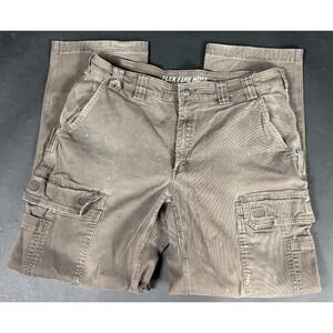 Duluth Trading Flex Fire Hose Cargo Work Pants Men's Brown Cotton Stretch 40x34